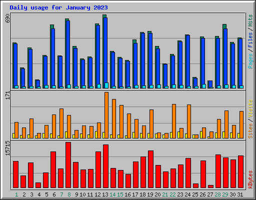 Daily usage for January 2023